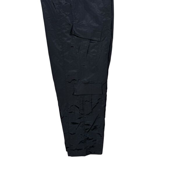Halara Black Mid Rise Side Pocket Wide Leg Nylon Casual Cargo Pants - Picture 6 of 8